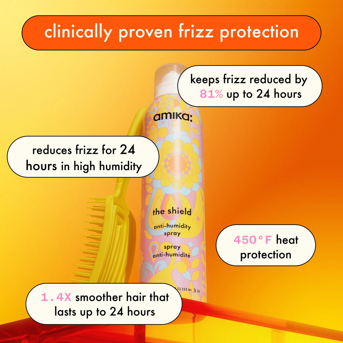 amika: the shield anti-humidity spray - 450°F Heat Protectant & Frizz Control