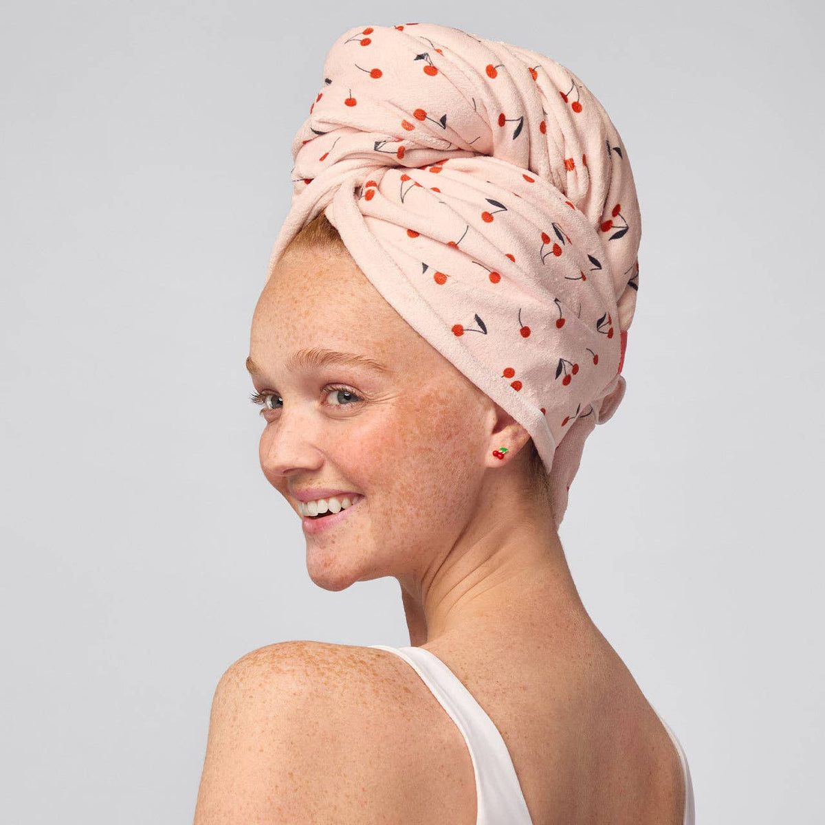 XL Hair Towel Wrap - Cherry Print