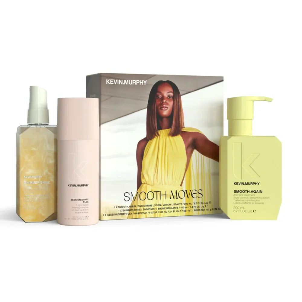 Kevin Murphy hair care products including bottles and a box on a white background