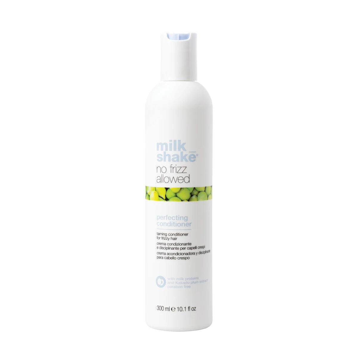 Milk Shake No Frizz Allowed conditioner bottle on a white background