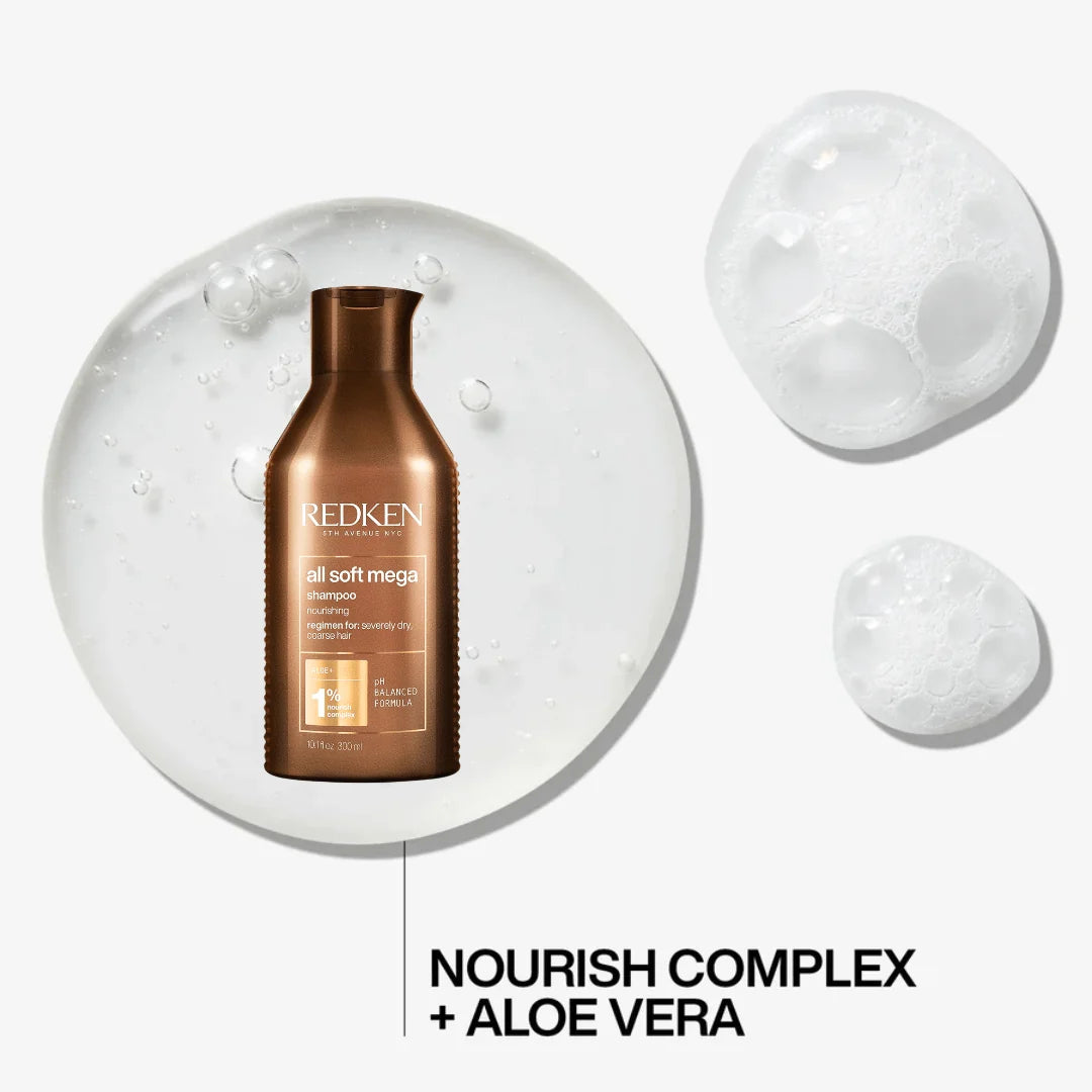 Redken bottle with bubbles on a white background