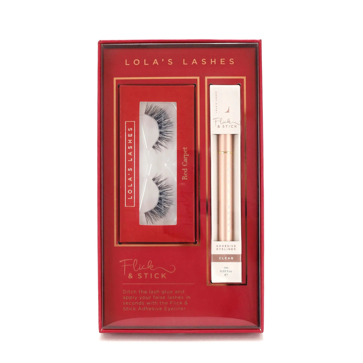 Lola's Lashes x Liberty Flick & Stick Kit Box - Red Carpet & Clear Liner - Blend Box
