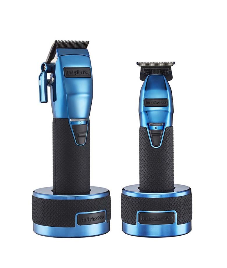 BaByliss PRO BLUE FX Boost+ Limited Edition Clipper Trimmer Set w/ Charging Base