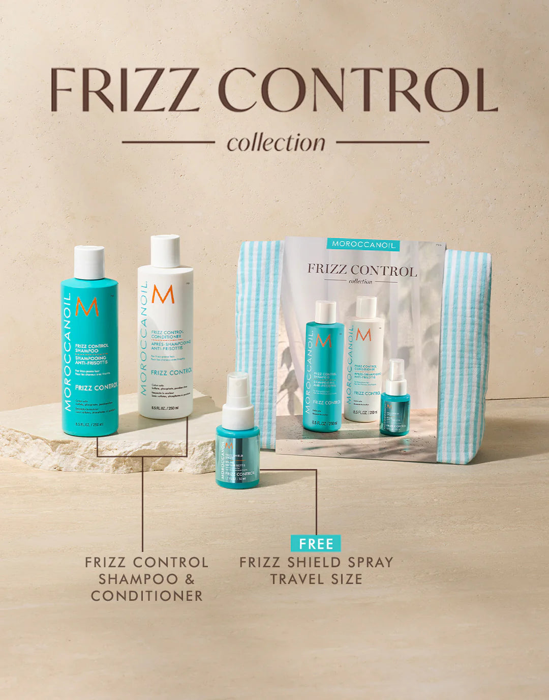 Moroccanoil Frizz Free Set – Full Size Shampoo, Conditioner & Free Gift