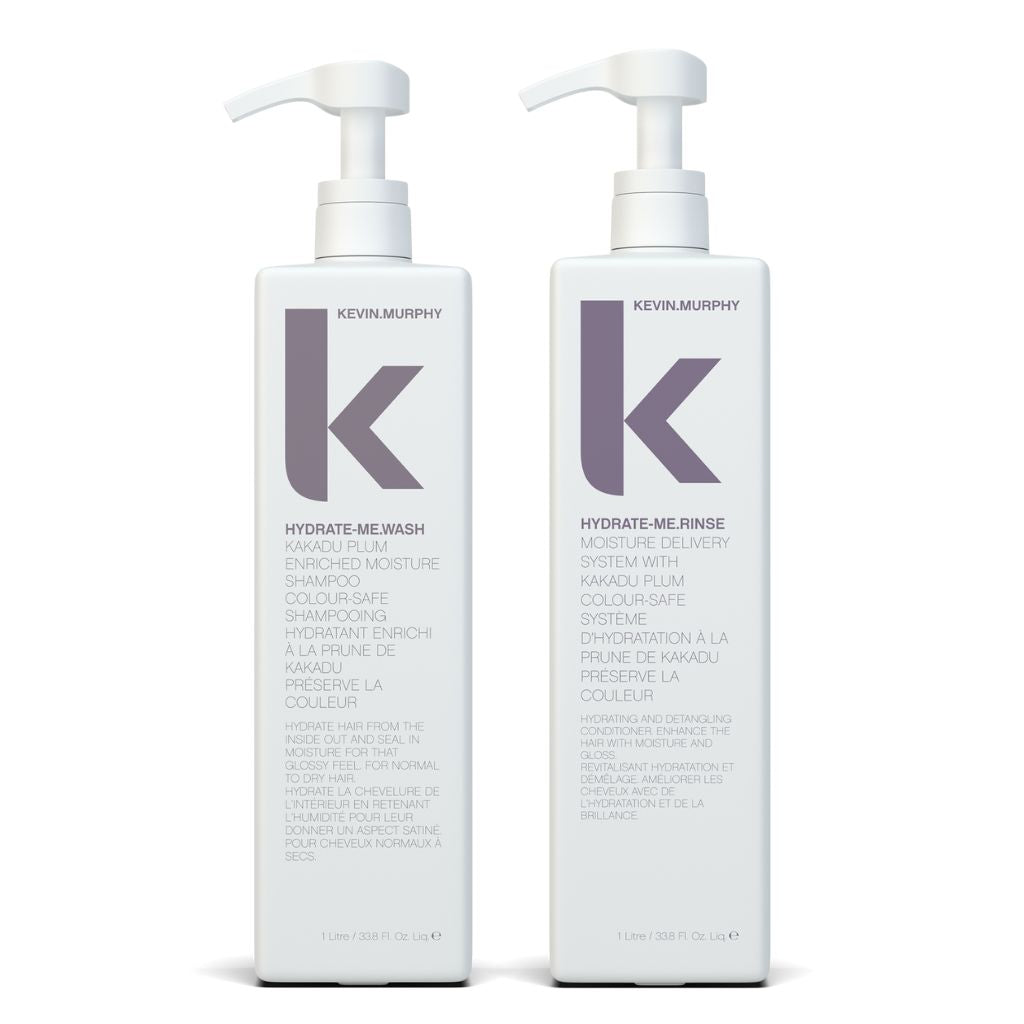 Kevin Murphy Hydrate-Me Wash & Rinse Litre Duo – Hydrating Shampoo & Conditioner for Dry Hair.