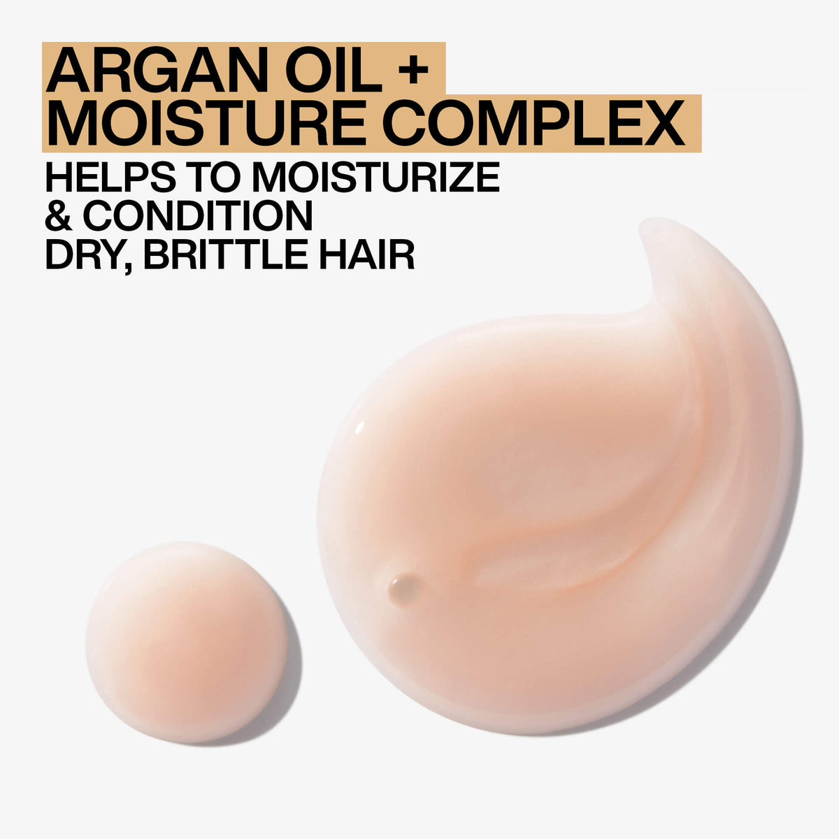 Product packaging with argan oil and moisture complex text on a white background