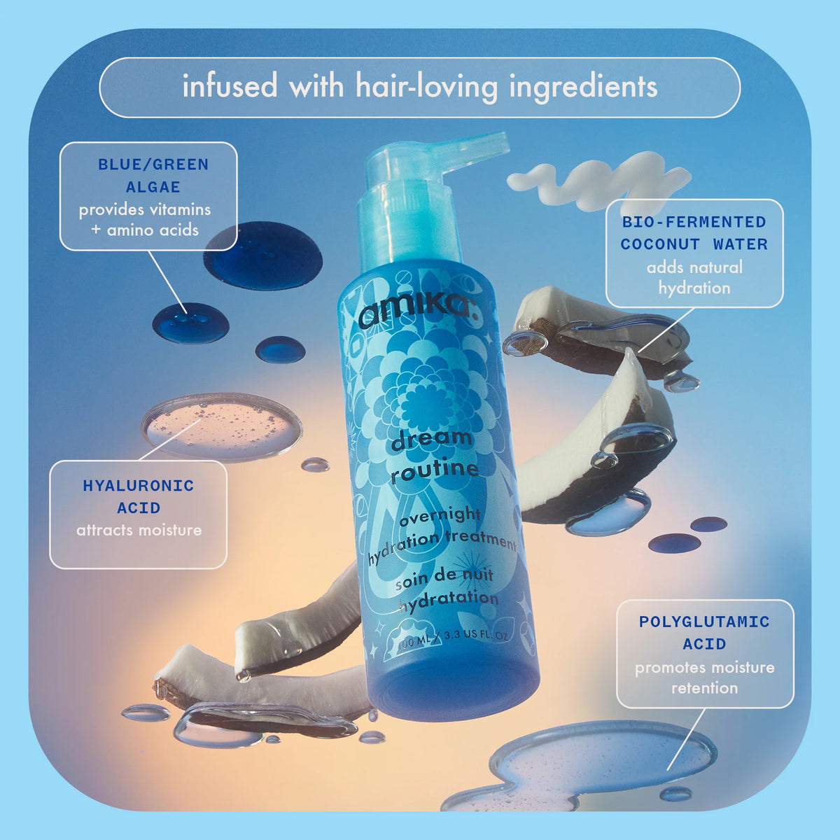 amika dream routine overnight hydration treatment - Hyaluronic Acid Hair Mask