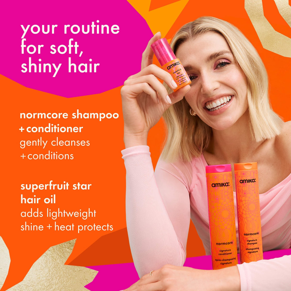 amika Normcore Soft Hair Kit – Shampoo, Conditioner & Superfruit Star Hair Oil