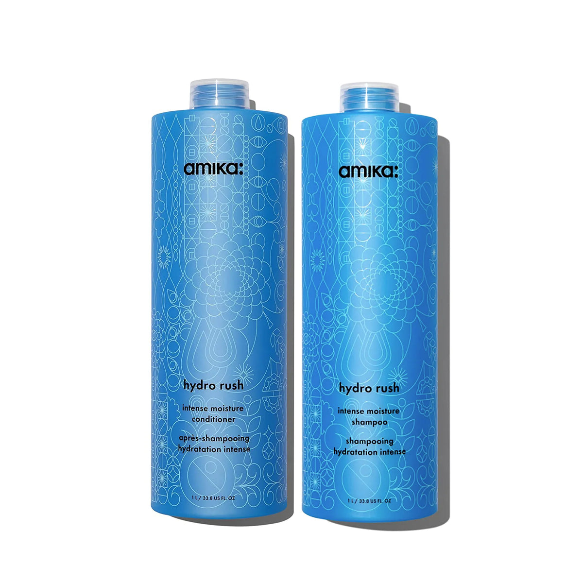 amika HydroRush Intense Moisture Hyaluronic Acid Shampoo & Conditioner Litre Duo with Hy