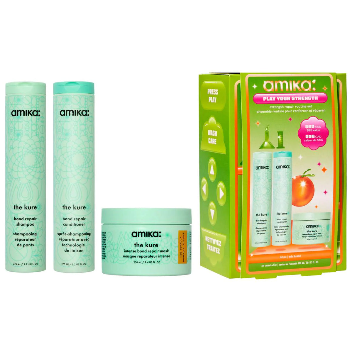 amika Play Your Strength Hair Repair Routine Set