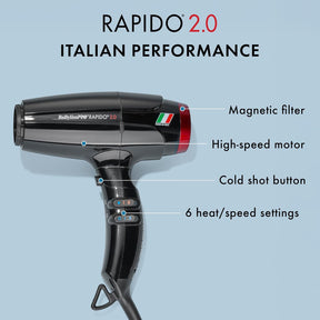 BaBylissPRO Rapido 2.0 Professional Ionic Hair Dryer