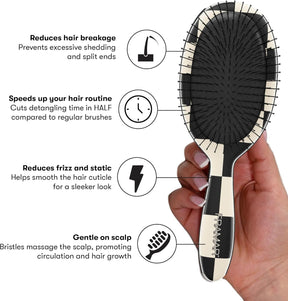 FRAMAR Checked Out Detangler Hair Brush – Wet & Dry Paddle Brush