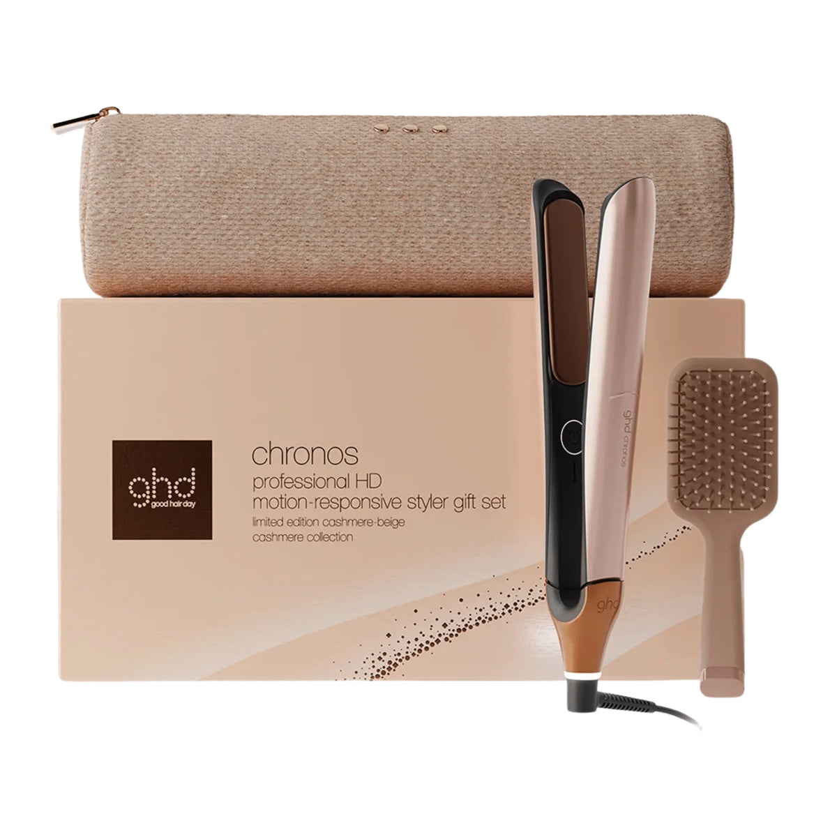 ghd Chronos Professional Hair Straightener Gift Set – Cashmere Beige Limited Edition