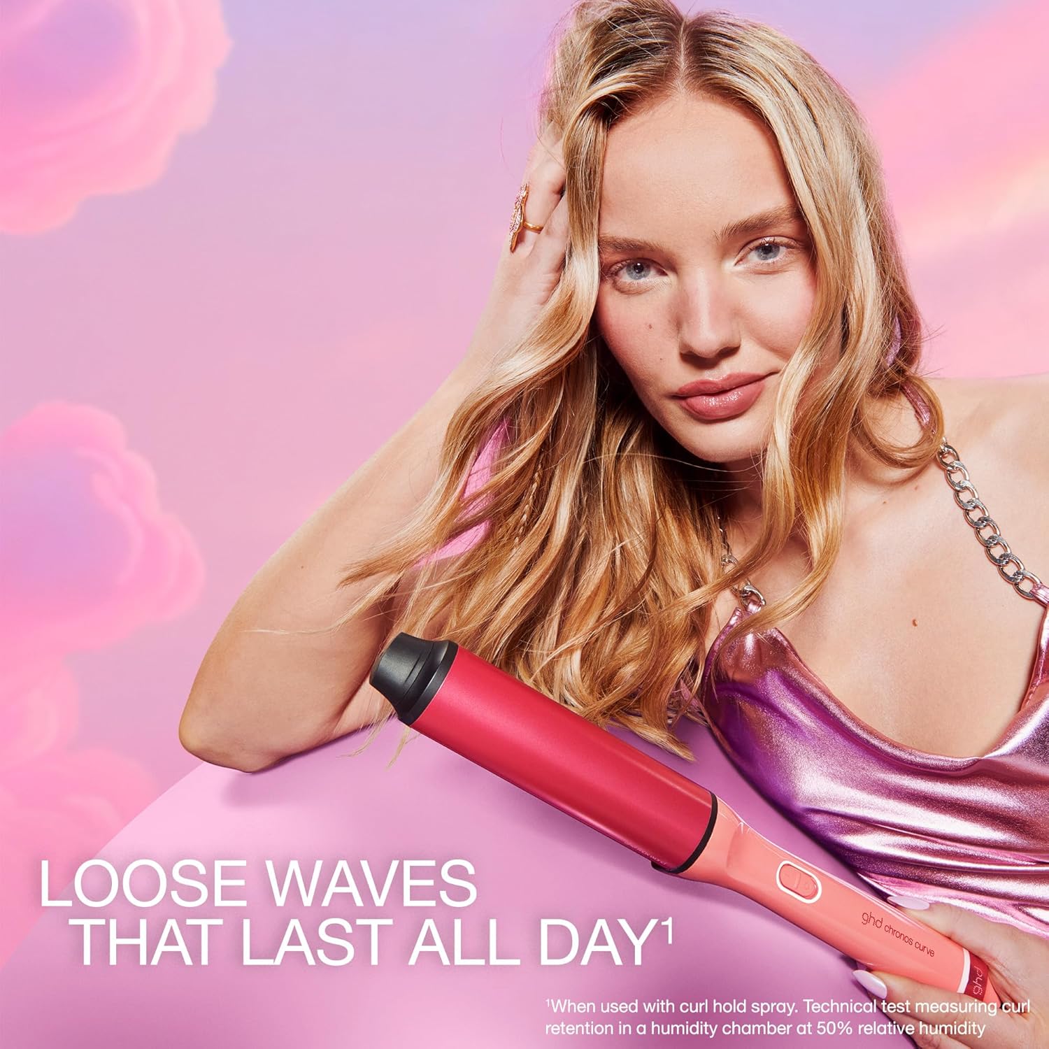 ghd Curve Max Wand (1.5") – Candy Coral Limited Edition with Heat-Resistant Bag