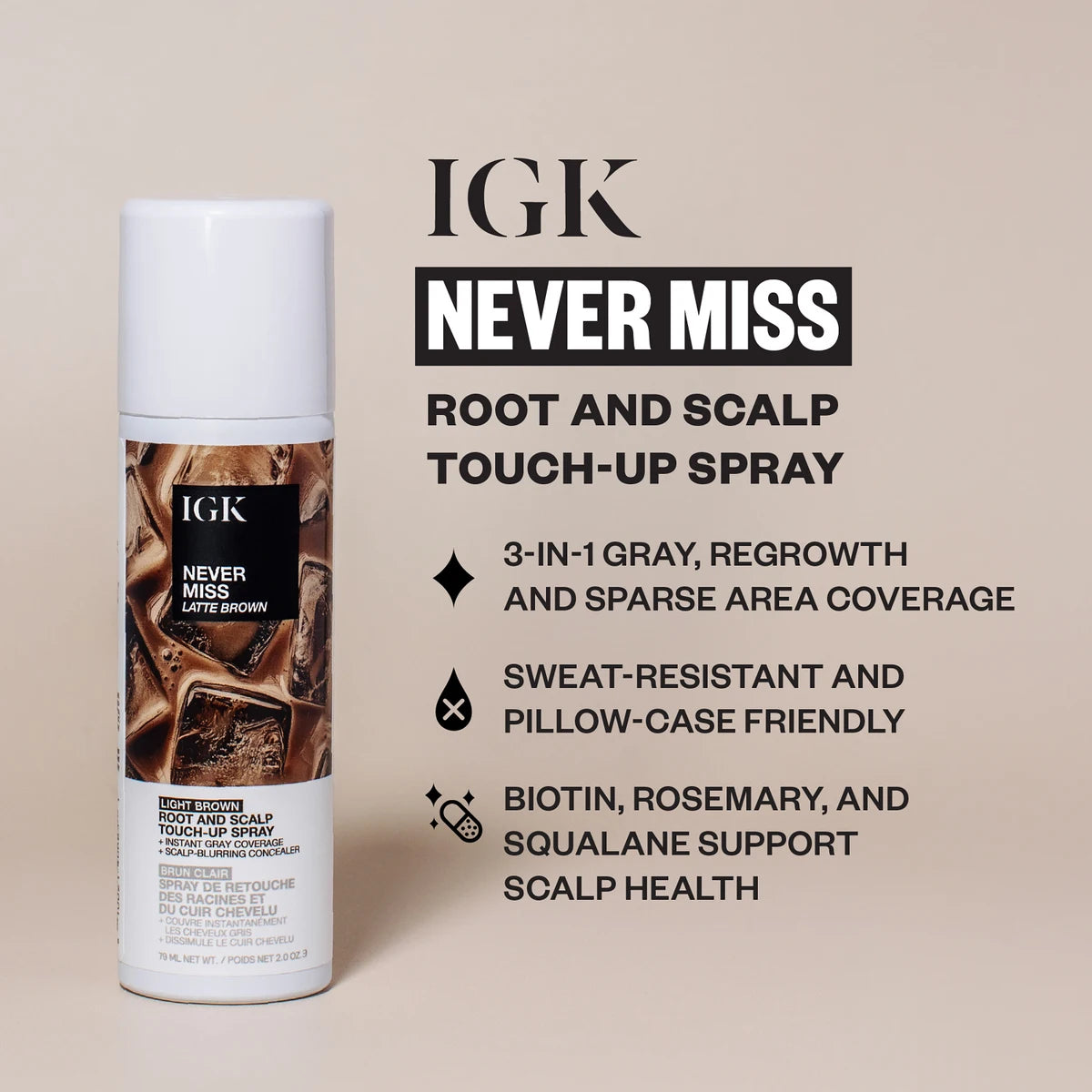 IGK Never Miss Root & Scalp Touch Up Spray Dark Brown