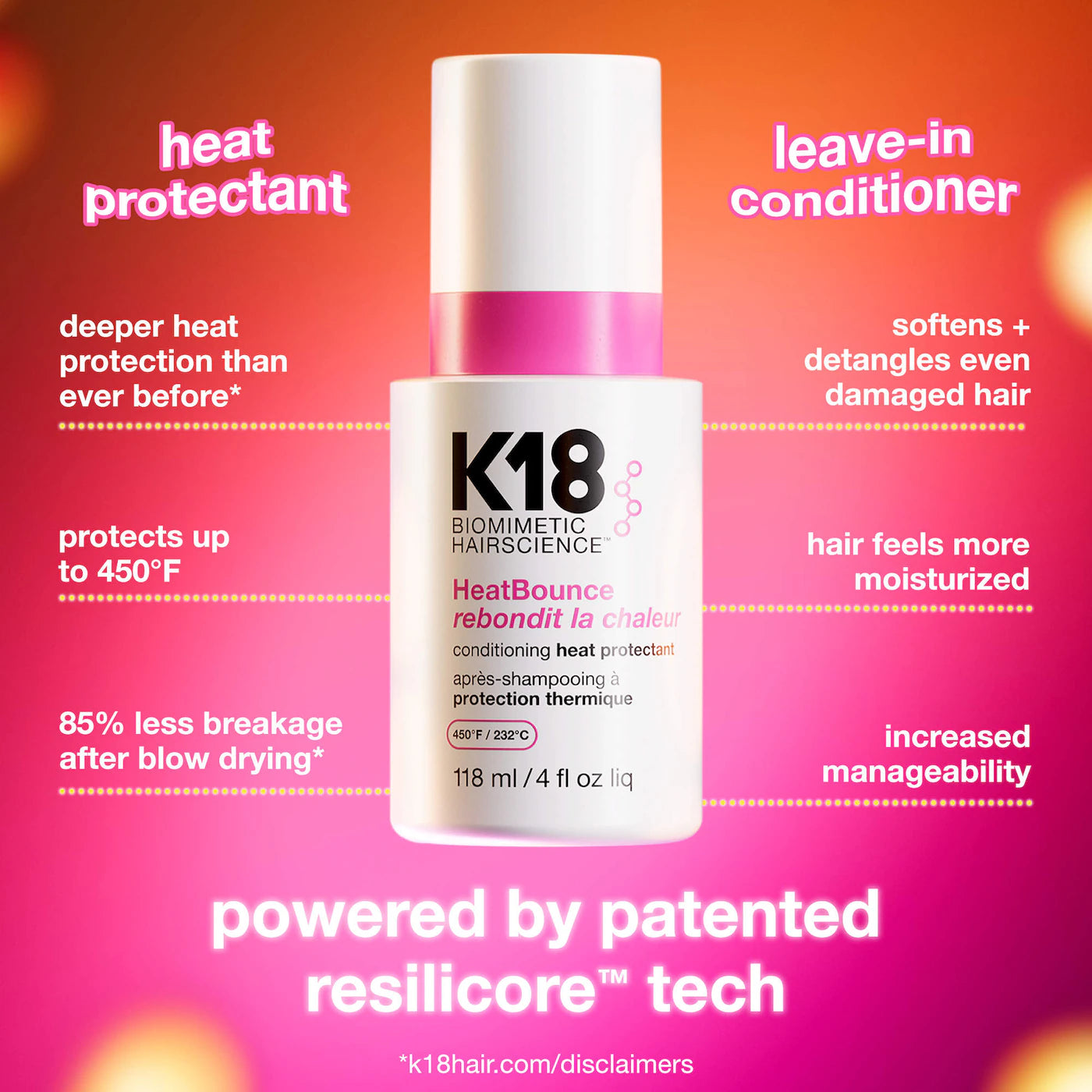 K18 HeatBounce Leave-In Conditioner Heat Protectant Jumbo