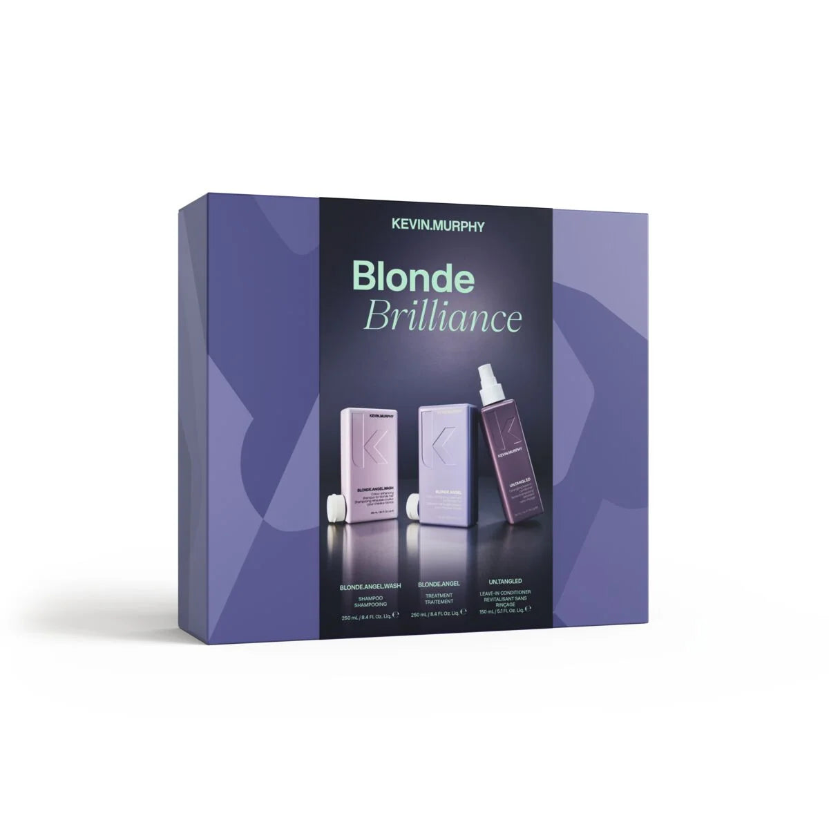Kevin Murphy Blonde Brilliance hair product gift box in purple and black packaging, featuring printed images of the included bottles and jars on the front, photographed on a clean white background.