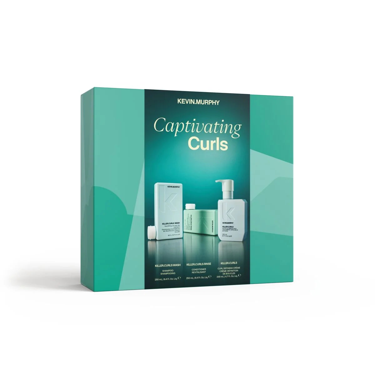 Kevin Murphy Captivating Curls haircare gift set in a teal and black box, shown on a clean white background.