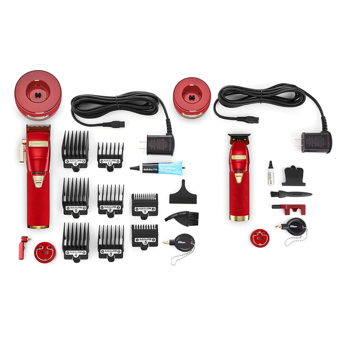 BaByliss PRO RED FX Boost+ Limited Edition Clipper Trimmer Set w/ Charging Base