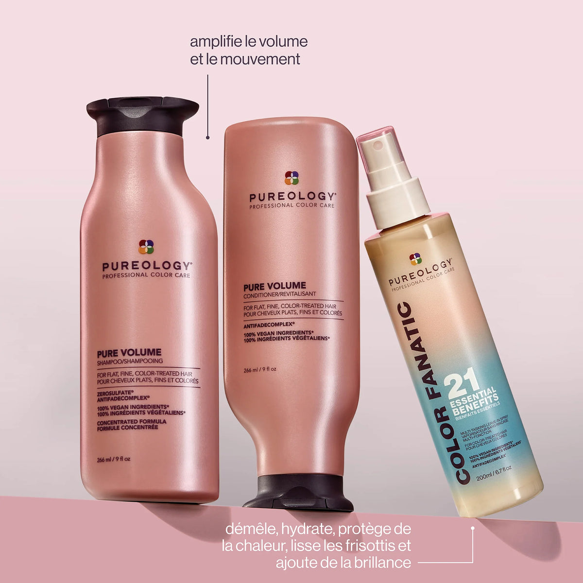 Pureology Pure Volume Kit – Shampoo, Conditioner & Color Fanatic Leave-In