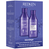 Redken Blondage shampoo and conditioner set packaging on a white background