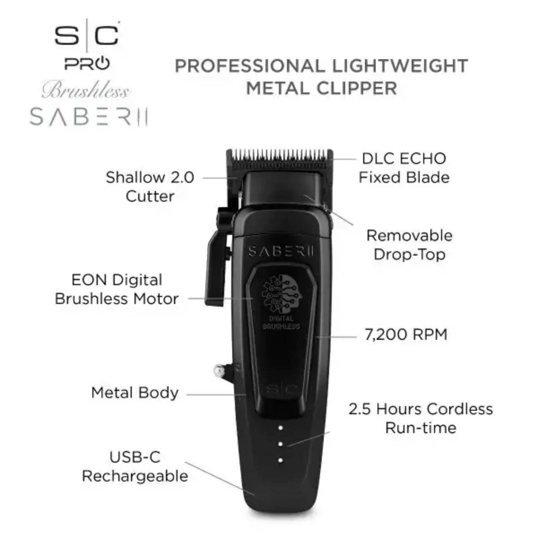 Stylecraft Saber 2.0 Professional Cordless Hair Clipper – High-Torque