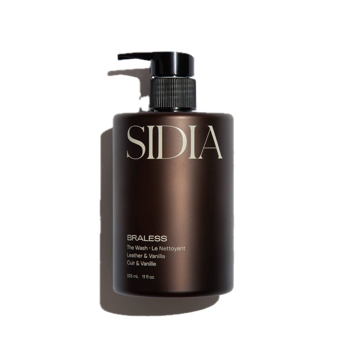 Brown bottle with black pump labeled 'SIDIA' on a white background
