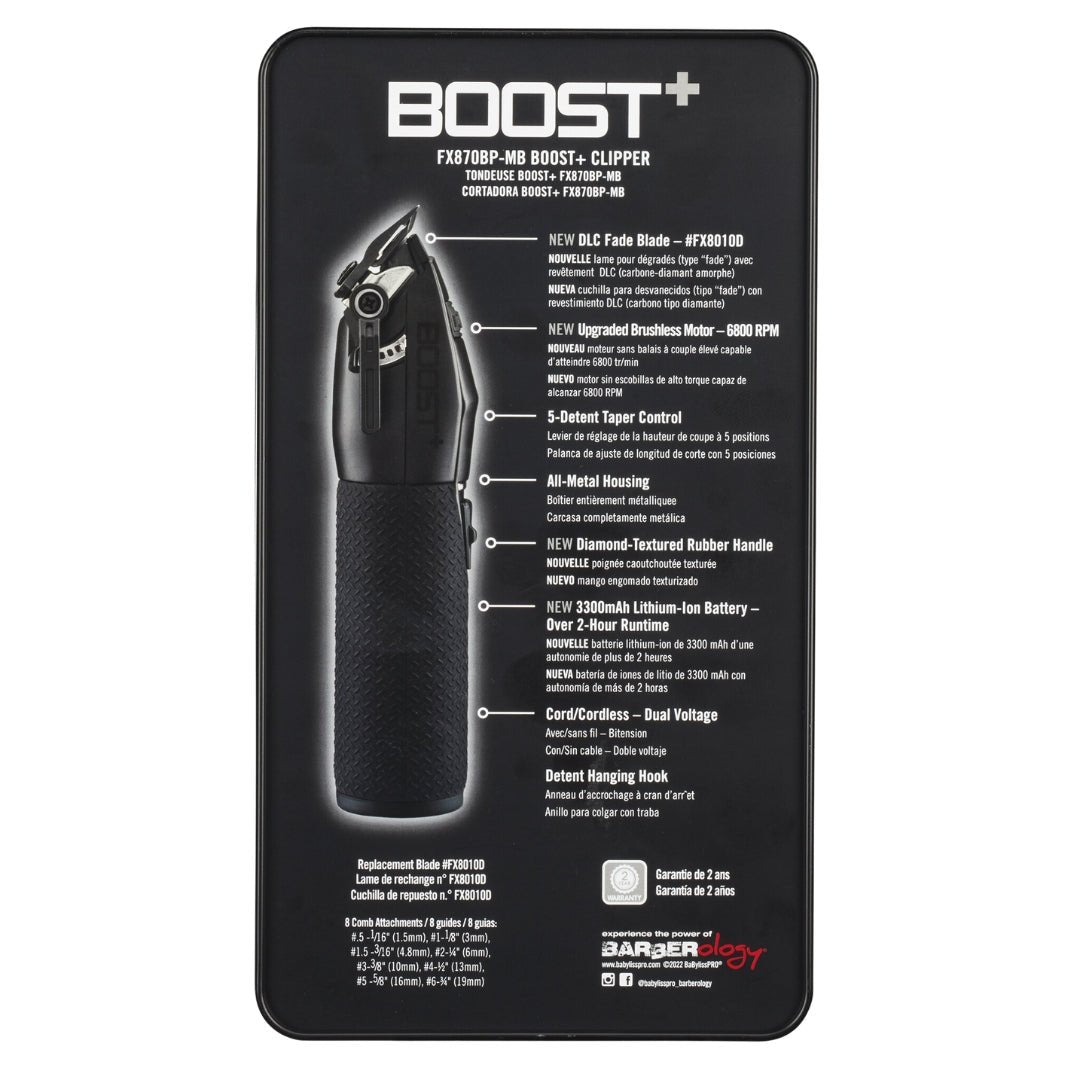 BabylissPRO Matte Black Boost+ Clipper - Blend Box