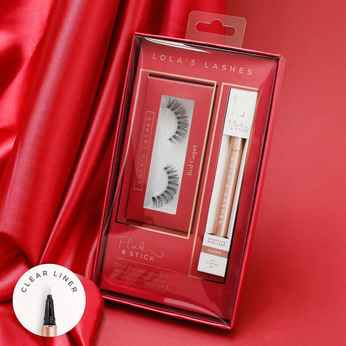 Lola's Lashes x Liberty Flick & Stick Kit Box - Red Carpet & Clear Liner - Blend Box
