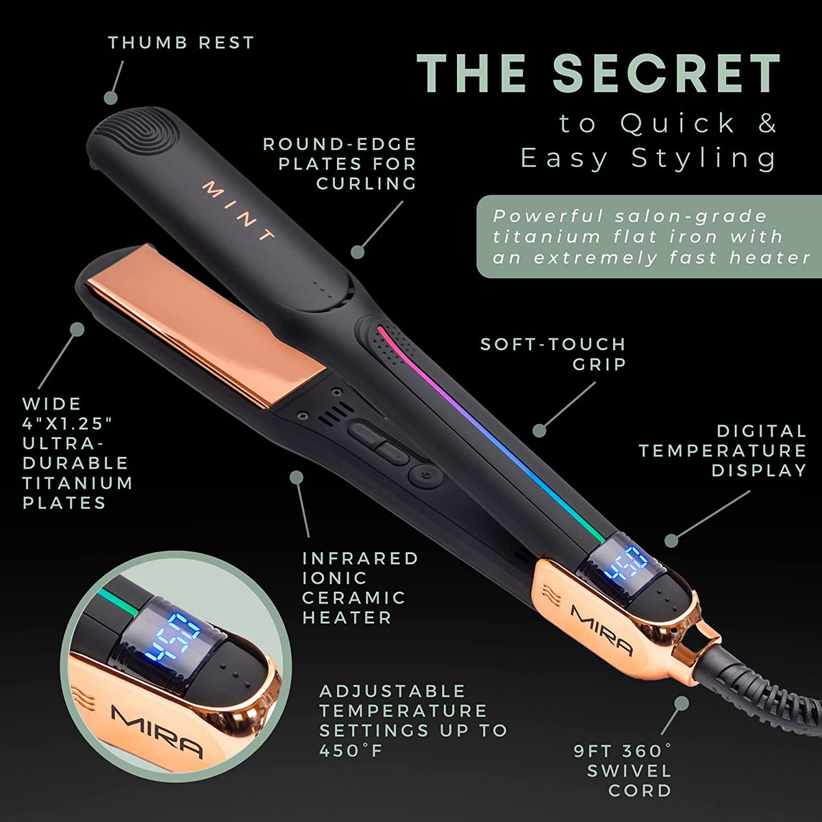 Mint Mira Titanium Flat Iron 1.25" - Blend Box