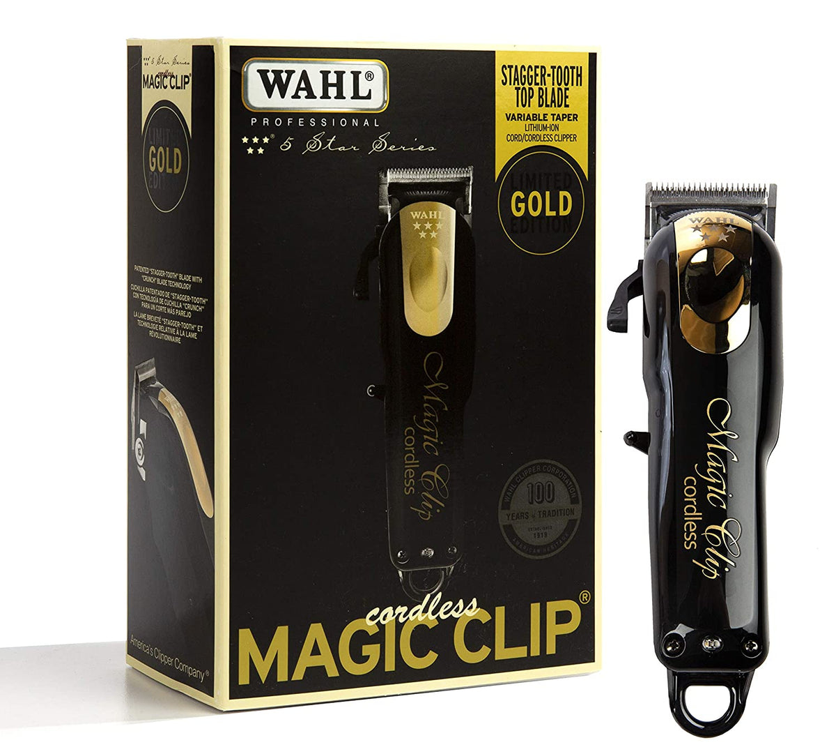Wahl 5-Star Cordless Magic Clipper - Black & Gold - Limited Edition - Blend Box